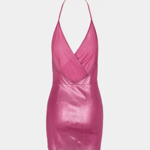 Y2K Summer Halter Neck Glossy Wrap Mini Dress