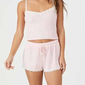 Y2K Summer Loungewear Set: Lace Trim Camisoles & Drawstring Shorts