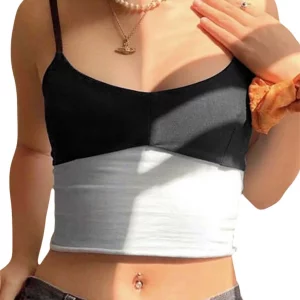 Y2K Summer Mini Crop Top - Backless Low Cut Contrast Color Bandeau Vest