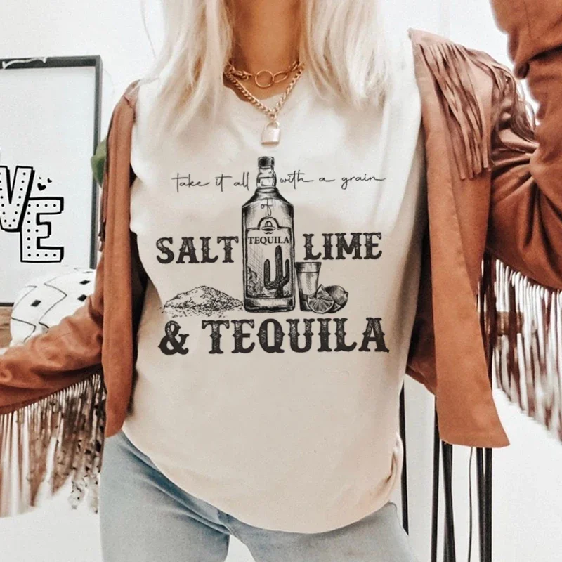 Y2K Summer Party Outfit: Salt Lime Tequila Funny Drinking T-Shirt