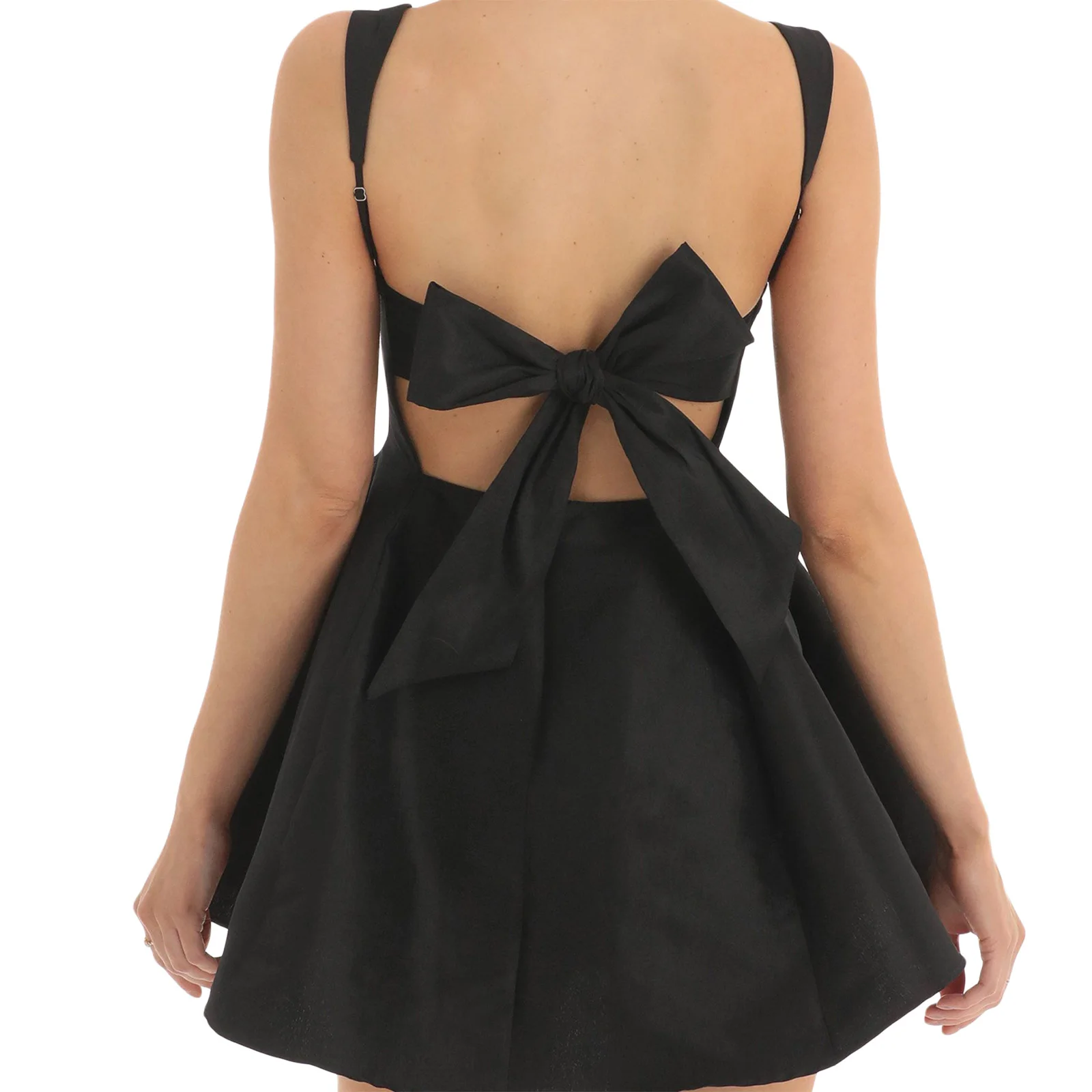 Y2K Summer Sleeveless Bow Knot Backless Square Neck A-line Dress