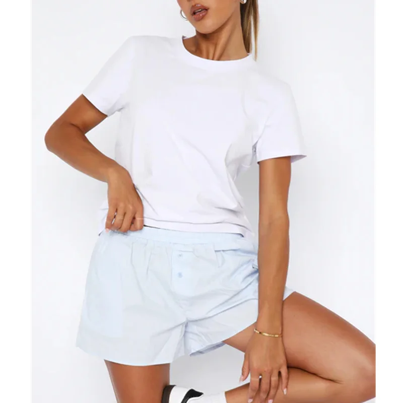 Y2K Summer Solid Color Baggy Shorts with Pockets - Streetwear Style