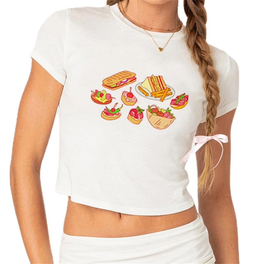 Y2K Summer T-Shirts for Women: Printed Short Sleeve Crop Tops & Basics