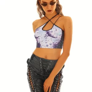 Y2K Summer Tank Top: Sexy Asymmetric Lace-Up Sleeveless Camisole