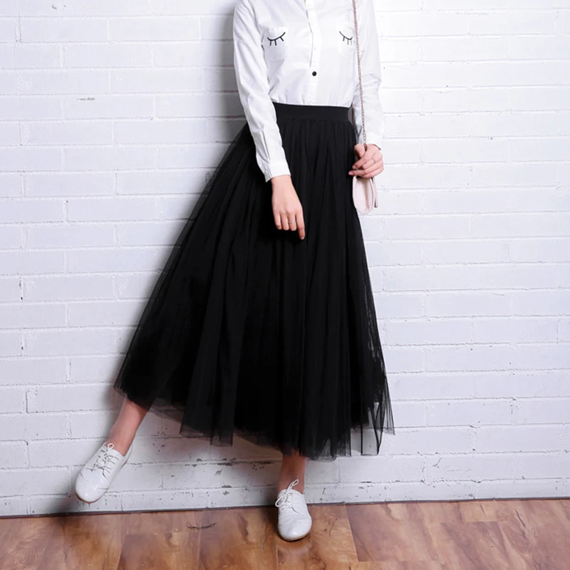 Y2K Summer Tulle Skirt - High Waist Mesh Pleated Streetwear Elegant A-Line Office Ladies Skirt