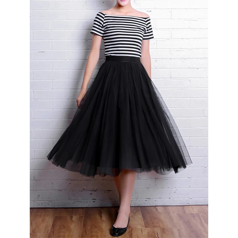 Y2K Summer Tulle Skirt - High Waist Mesh Pleated Streetwear Elegant A-Line Office Ladies Skirt