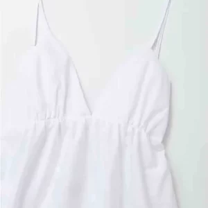 Y2K Summer White Sling Dress - Backless V-Neck Midi Dress