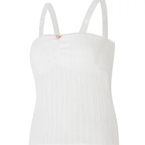 Y2K Summer Women's Lace Trim Crop Top - White Sleeveless Backless Slim Fit Tank