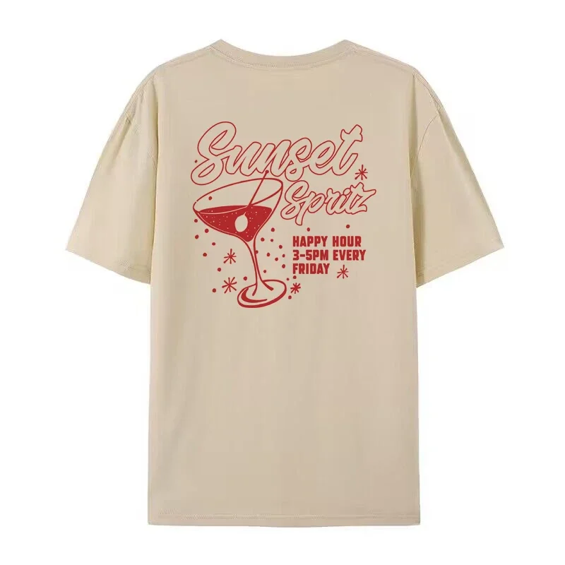 Y2K Sunset Spritz Retro Cocktail T-Shirt - Cute Aesthetic Party Top