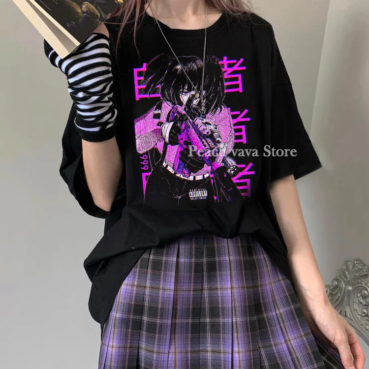 Y2K Sweet Girls Cartoon Streetwear Harajuku Kawaii Casual Tops Punk Vintage JK Goth Women T-Shirt