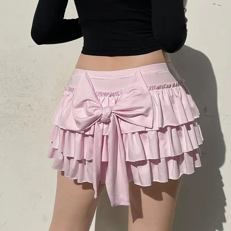 Y2K Sweetheart A-Line Mini Skirt - Pink Streetwear Fashion