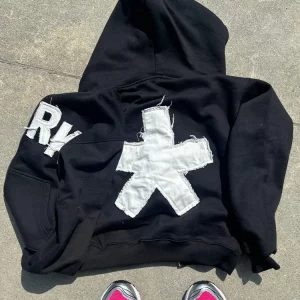 Y2K Symbol Zipper Cardigan: Patched High Street Hoodie