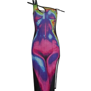 Y2k Tie Dye Tank Dress - Sleeveless Bodycon Long Printed Slim Fit - Trendy Summer Sundress