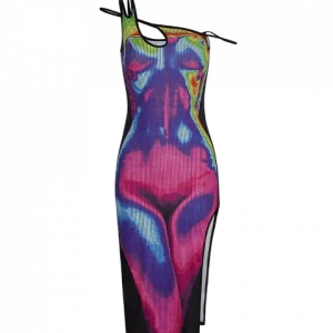 Y2k Tie Dye Tank Dress - Sleeveless Bodycon Long Printed Slim Fit - Trendy Summer Sundress