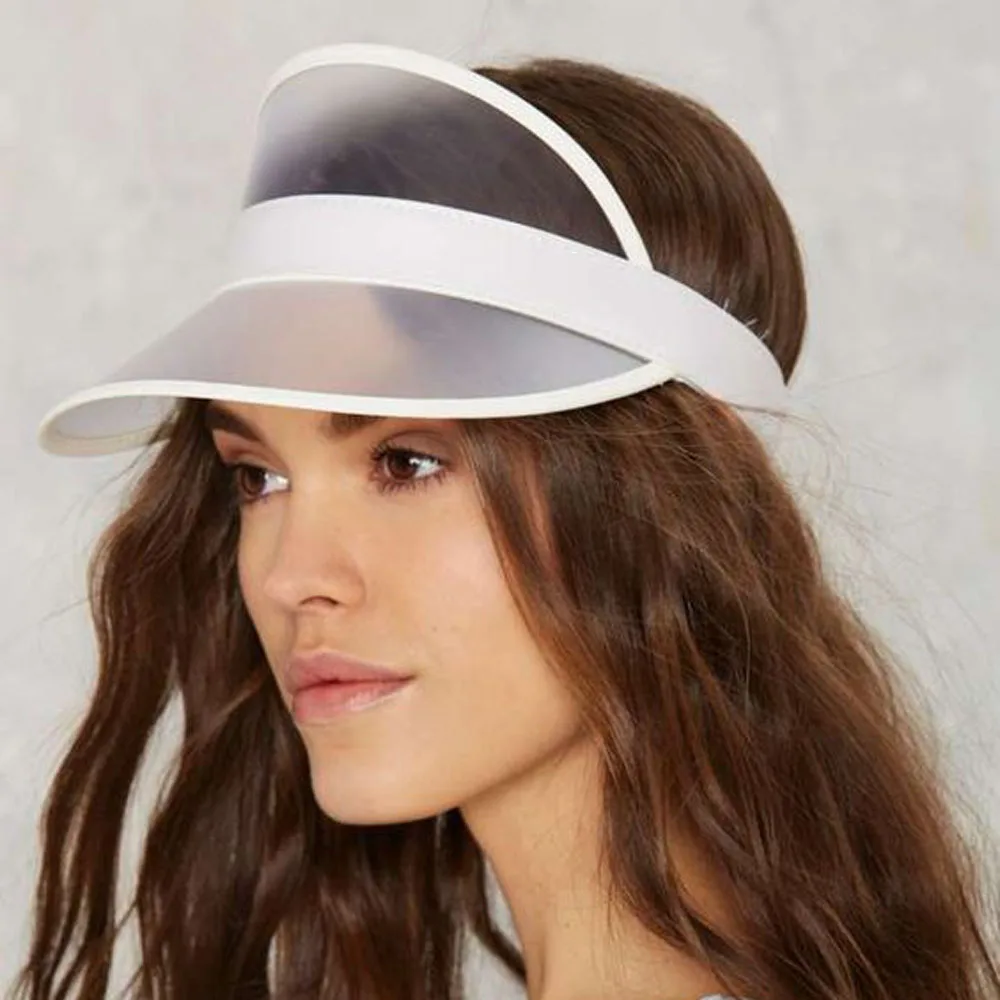 Y2K Transparent Sun Visor Hat - Clear Plastic Summer Party Cap