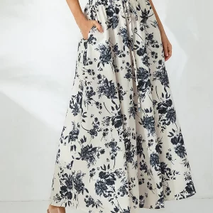 Y2K Vintage Boho Floral Print Swing Skirt - High Waist A-Line Flared Style