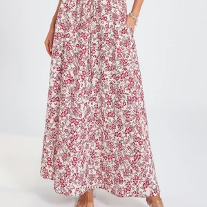 Y2K Vintage Boho Floral Print Swing Skirt - High Waist A-Line Flared Style