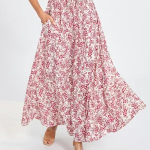 Y2K Vintage Boho Floral Print Swing Skirt - High Waist A-Line Flared Style