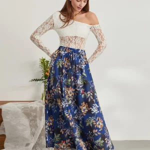 Y2K Vintage Boho Floral Print Swing Skirt - High Waist A-Line Flared Style