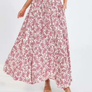 Y2K Vintage Boho Floral Print Swing Skirt - High Waist A-Line Flared Style