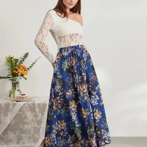 Y2K Vintage Boho Floral Print Swing Skirt - High Waist A-Line Flared Style