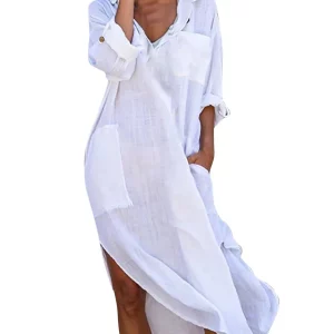 Y2K Vintage Boho Summer Beachwear Shirt Dress