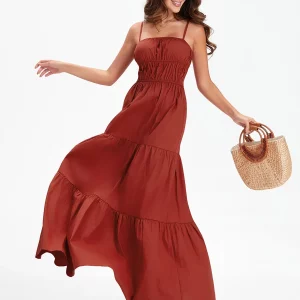 Y2K Vintage Boho Summer Swing Cami Dress - Backless Spaghetti Straps Pleated Flared