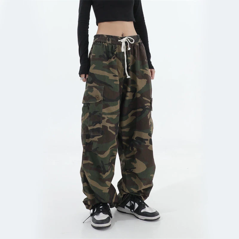 Y2K Vintage Camo Cargo Pants - Streetwear Joggers for Women