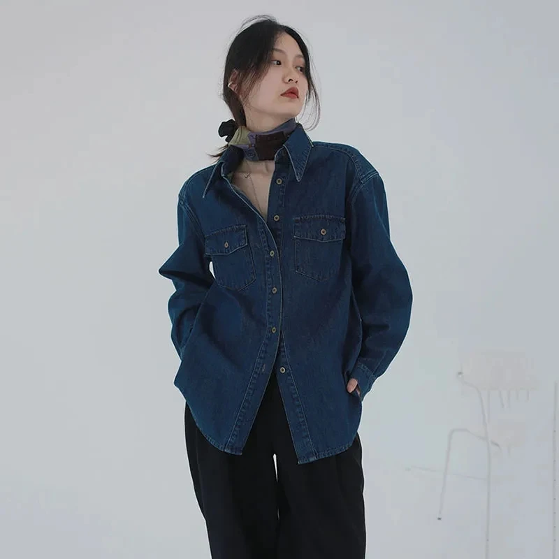 Y2K Vintage Denim Jacket - Harajuku Streetwear Coat with Korean Fashion Buttons