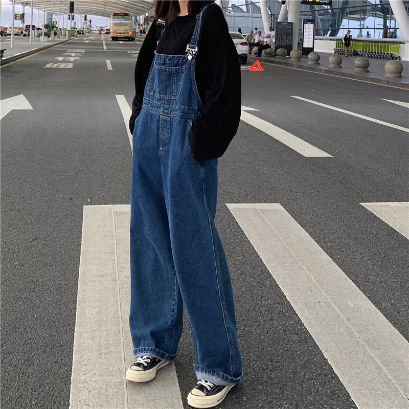 Y2K Vintage Denim Overalls - Harajuku Loose Streetwear Summer Fashion