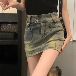 Y2k Vintage Denim Skirt - Women's Summer Streetwear Fashion