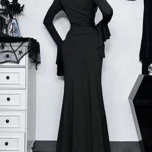 Y2K Vintage Gothic Nightclub Dress - Elegant High Waist Trumpet Style