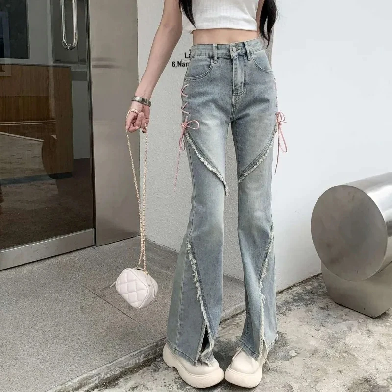 Y2K Vintage High Waist Flare Jeans - Women's Streetwear Denim Pants