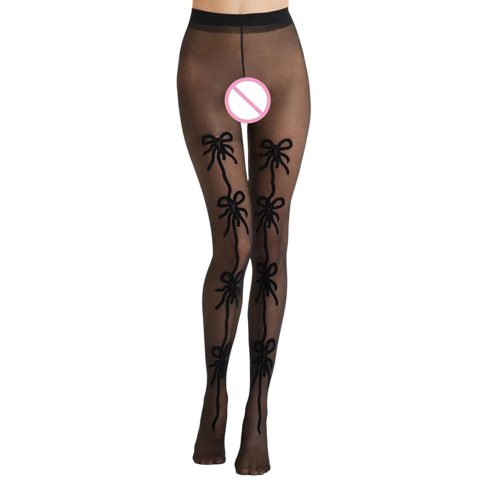 Y2K Vintage High Waist Mesh Pantyhose - Flocked Denier Stockings