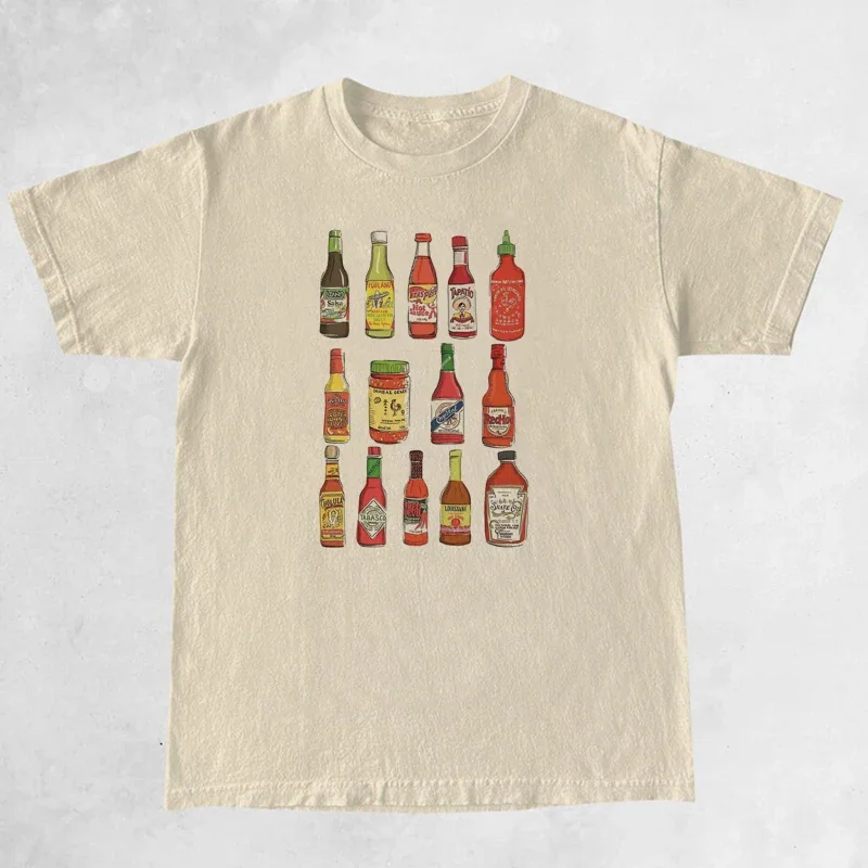 Y2K Vintage Hot Sauce T-Shirt - Retro Grunge Graphic Tee