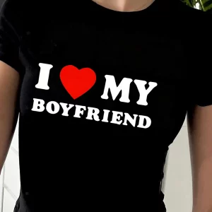 Y2K Vintage "I Love My Boyfriend" Graphic Tee - Retro 90s Fashion