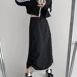 Y2K Vintage Irregular Midi Cargo Skirts - Women's Streetwear Fashion