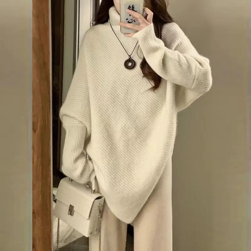 Y2K Vintage Irregular Turtleneck Sweater - Chic Autumn Knitwear