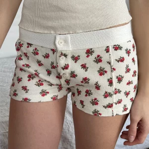 Y2K Vintage Lounge Shorts: Low Waist Graphic Print Aesthetic Slim Fit