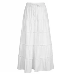 Y2K Vintage Midi Skirt - Fairycore Boho Elastic High Waist A-Line Swing Long Skirt