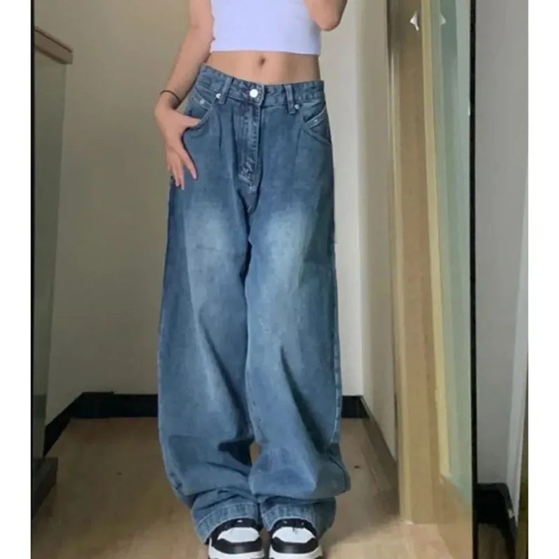 Y2K Vintage Oversized Wide Leg Jeans - Streetwear Baggy Denim Trousers