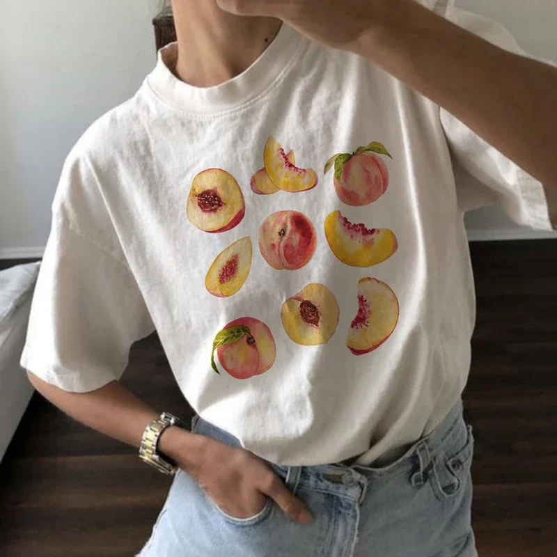 Y2K Vintage Peaches Graphic Tees - Retro Grunge Aesthetic Tops