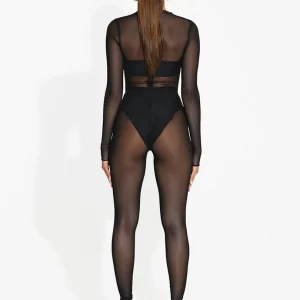 Y2K Vintage Retro Mesh Striped Jumpsuit - Sexy See-through Bodycon Romper