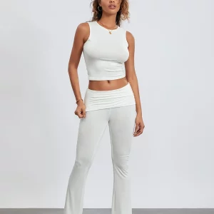 Y2K Vintage Sleeveless 2-Piece Set: Flare Pants & Slim Fit Top