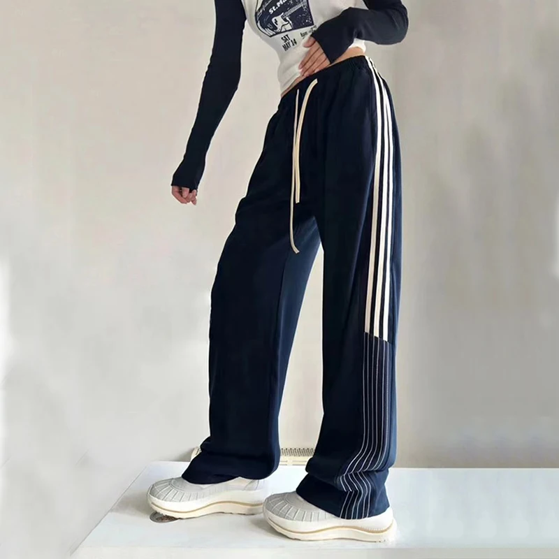 Y2K Vintage Striped Cargo Pants - Oversized Loose Fit Sweatpants