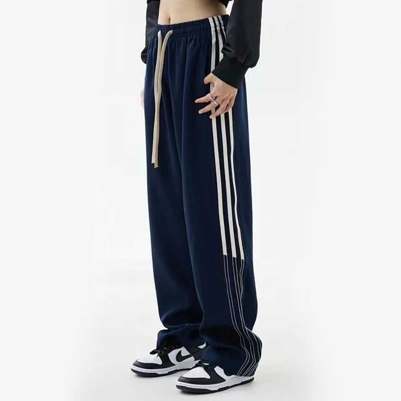 Y2K Vintage Striped Cargo Pants - Oversized Loose Fit Sweatpants