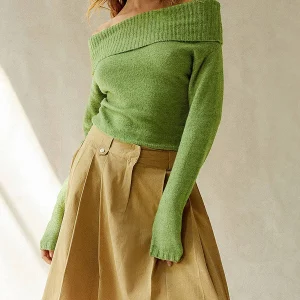 Y2K Vintage Sweater: Off-Shoulder Knitwear for Women - Harajuku Fashion