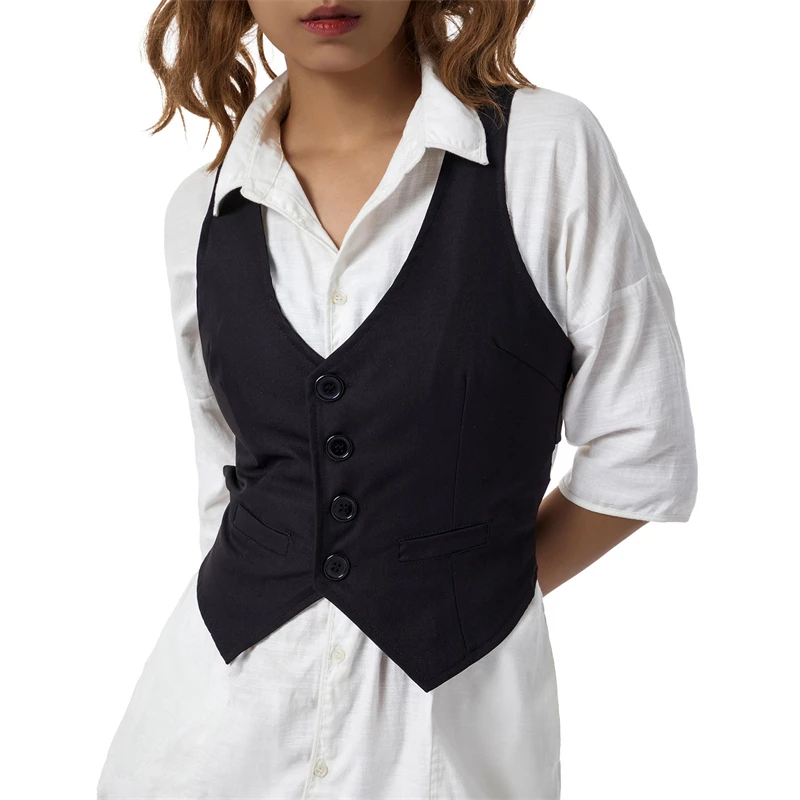 Y2K Waistcoat Vest - Solid Color Striped V Neck Button Down Sleeveless Tank