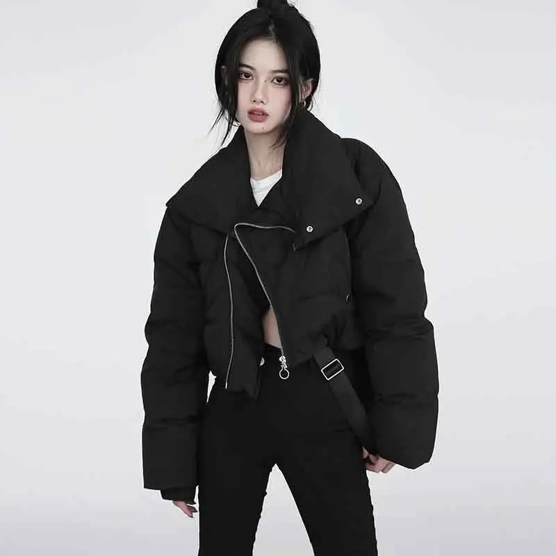 Y2K Winter Women's Irregular Zipper Parka - Korean Chic Streetwear