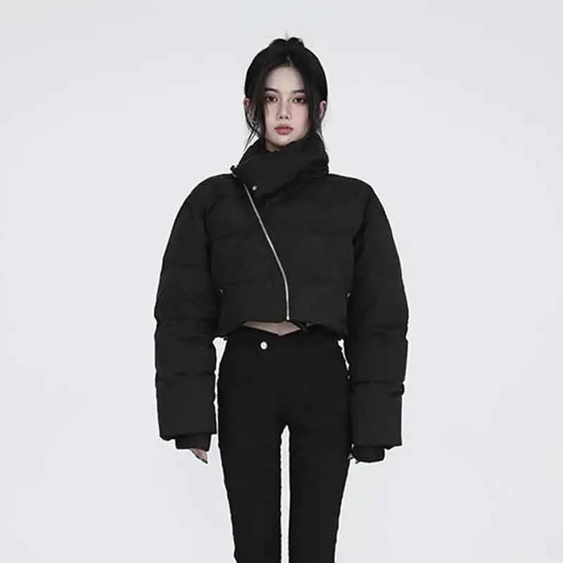 Y2K Winter Women's Irregular Zipper Parka - Korean Chic Streetwear